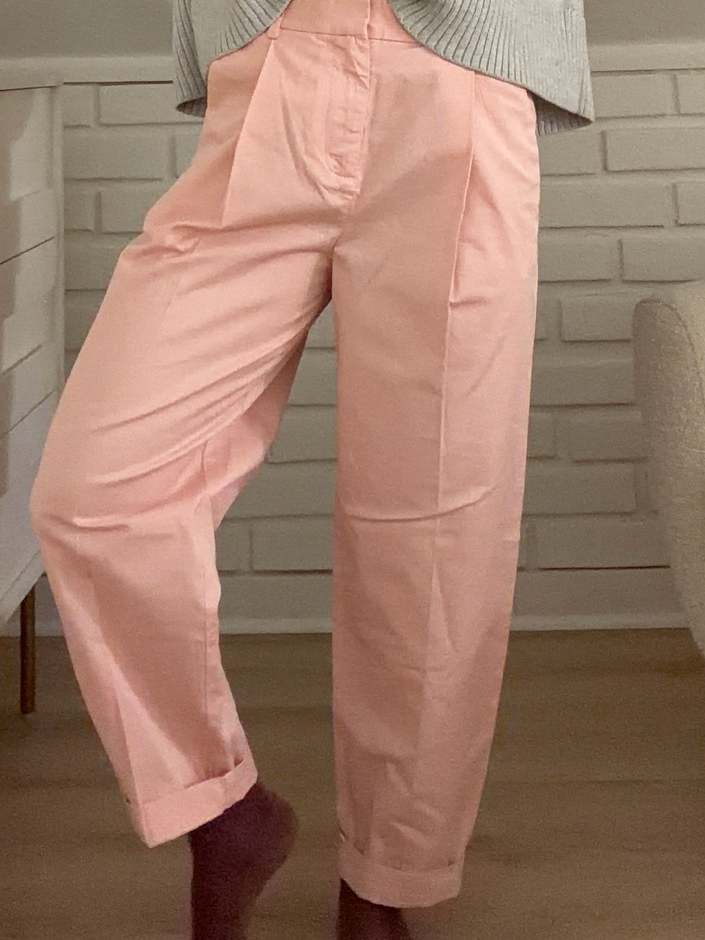 Everlane Pastel Pink High-Rise Straight Trousers